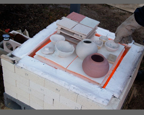 loading pots and tiles